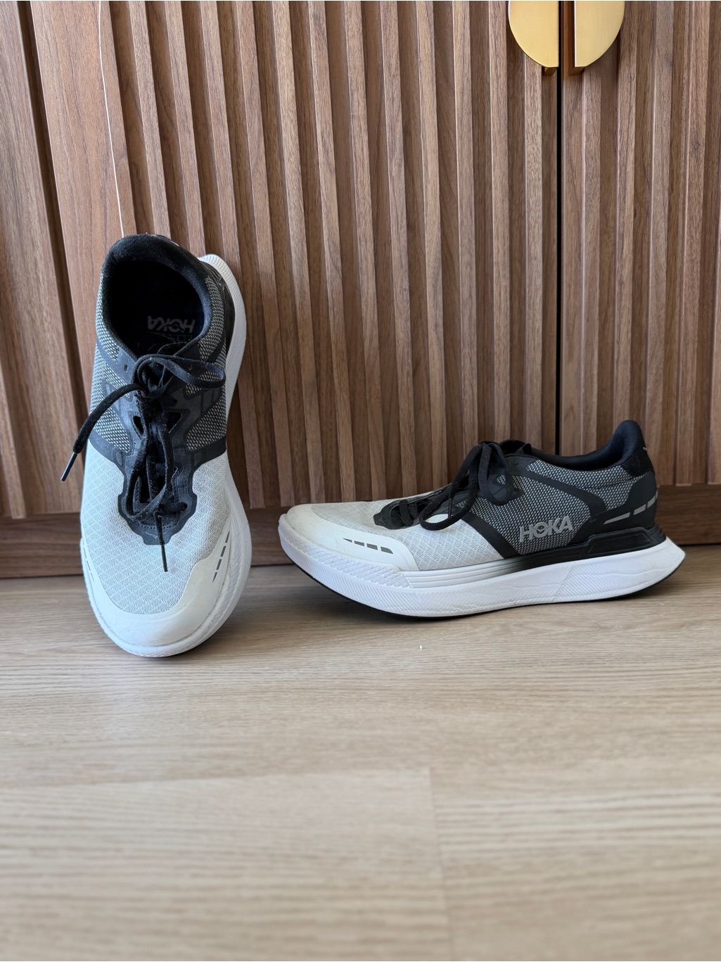 Transport X Hoka Men’s White And Black Athletic Running Shoes